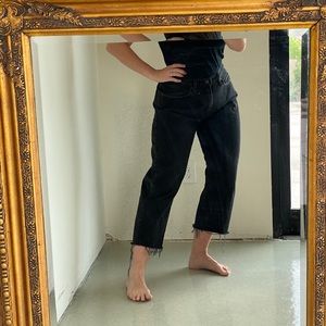 RALPH LAUREN black cropped fray hem jeans size 10